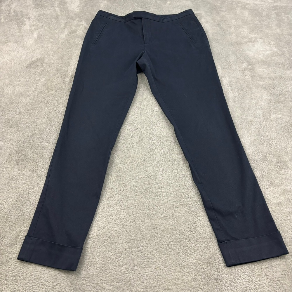 ATM Cropped Chino Pants Womens 8 Blue Cotton Straight Leg Slash Pockets Capsule